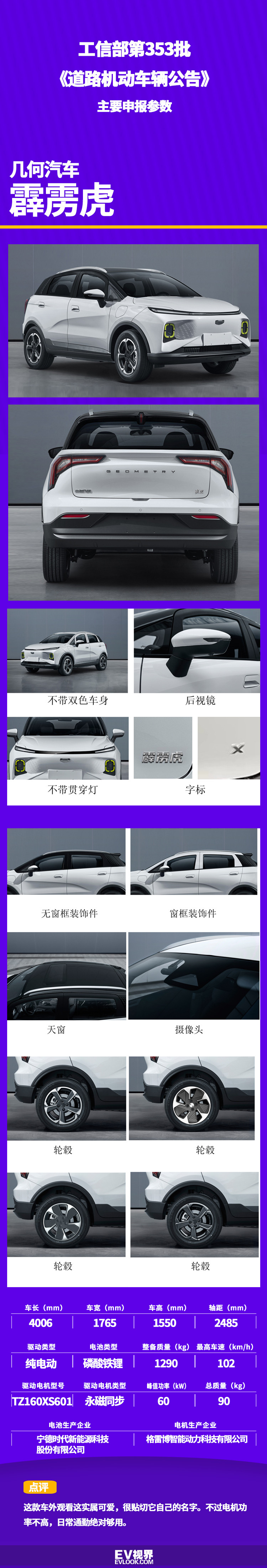 命名“霹雳虎” 几何汽车全新小型纯电SUV入选工信部产品公告