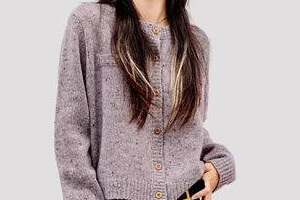 温碧霞代言IRENENA服装品牌雪花纹羊毛开衫长袖外套针织衫